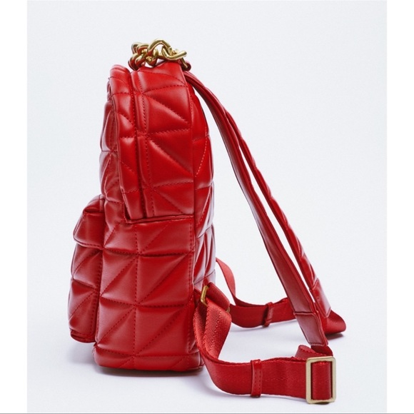 ZARA QUILTED BACKPACK WITH LUG SOLE CHAINS | NWT - Picture 3 of 6